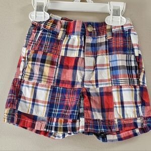 Janie and Jack Boys Patchwork Madras Plaid Shorts 18-24 Months Like New